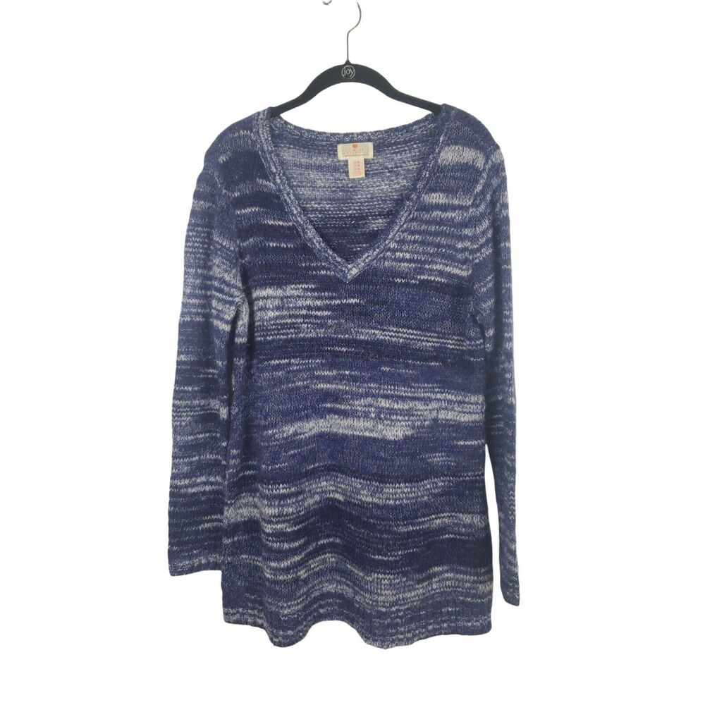 Two Hearts Maternity Sweater Womens Medium Blue‎ Long Sleeve V Neck Top